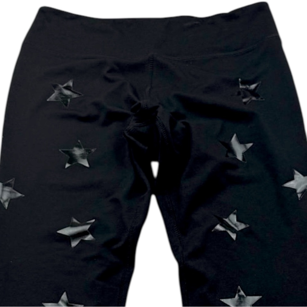 Jessica Simpson The Warm‎ Up Star Print Leggings Women’s L Black Stretch